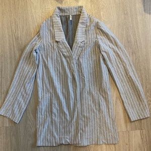 Stradivarius Grey Striped Oversized Blazer